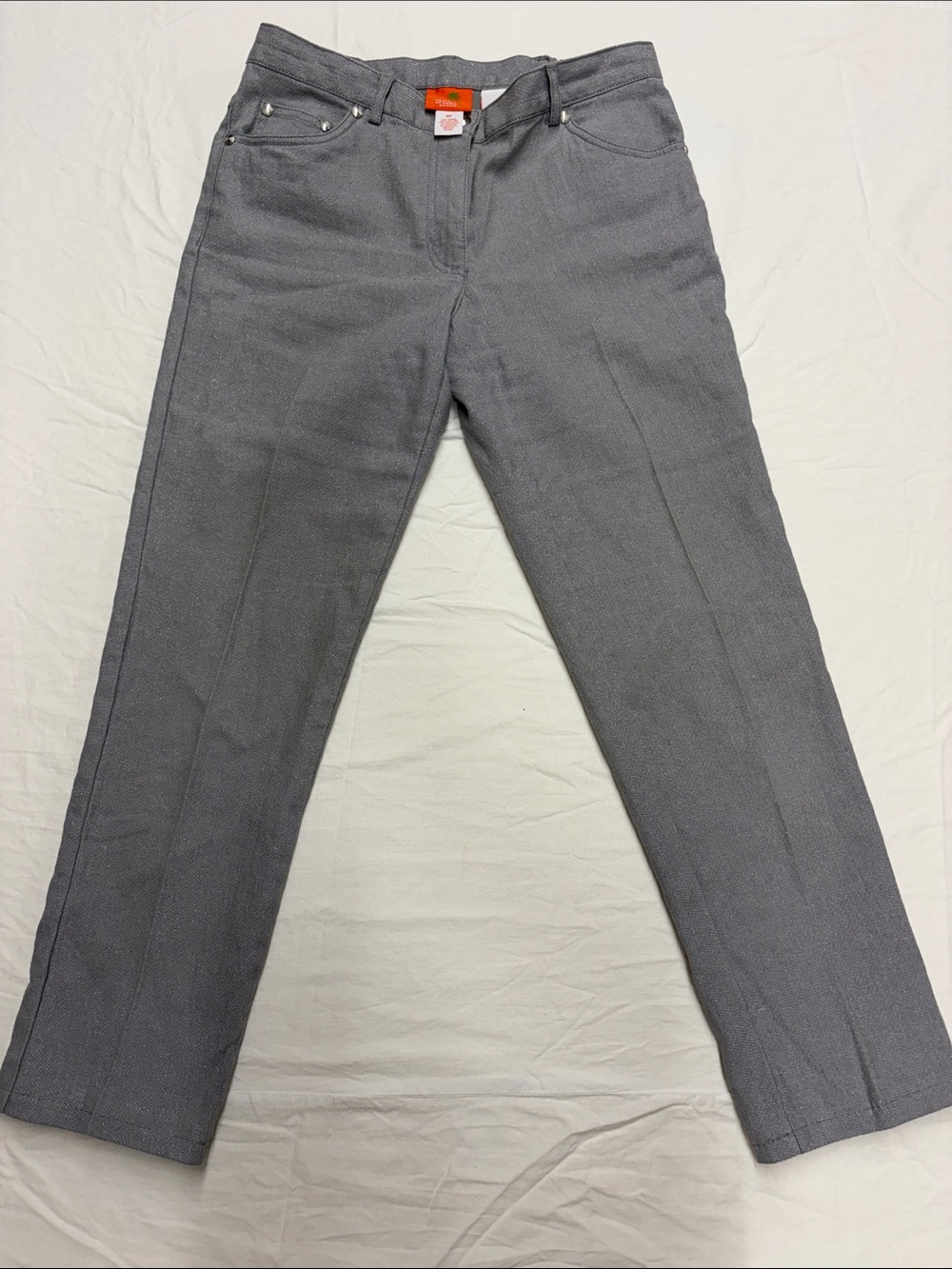 hearts of palm Cropped Straight Pants with Shimmer in Gray size 4P